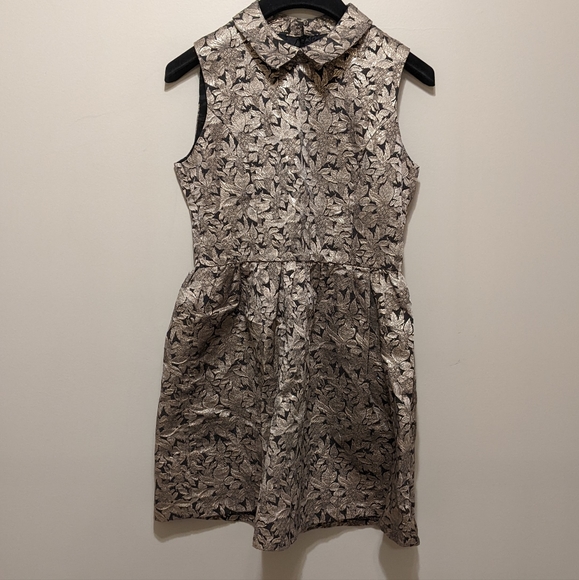 Loft 82 Gold Floral Patterned Dress - Picture 1 of 7